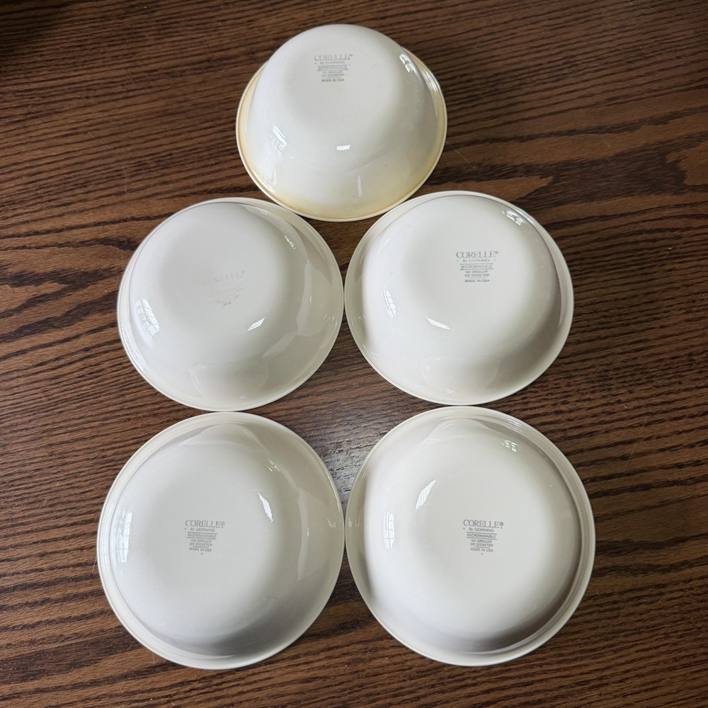 VTG Corelle FOREVER YOURS 6" Coupe CEREAL BOWLS Set of 5 - Picture 3 of 6